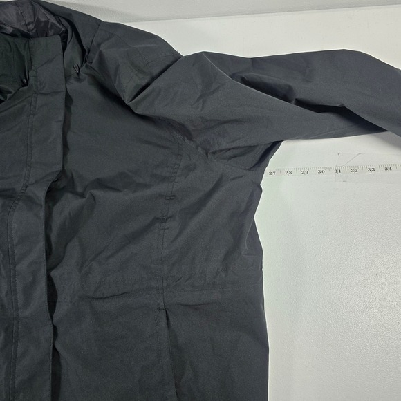 Lands End Womens 1X Black Hooded Rain Jacket Water Resistant Parka Coat 16W-18W - Picture 3 of 9